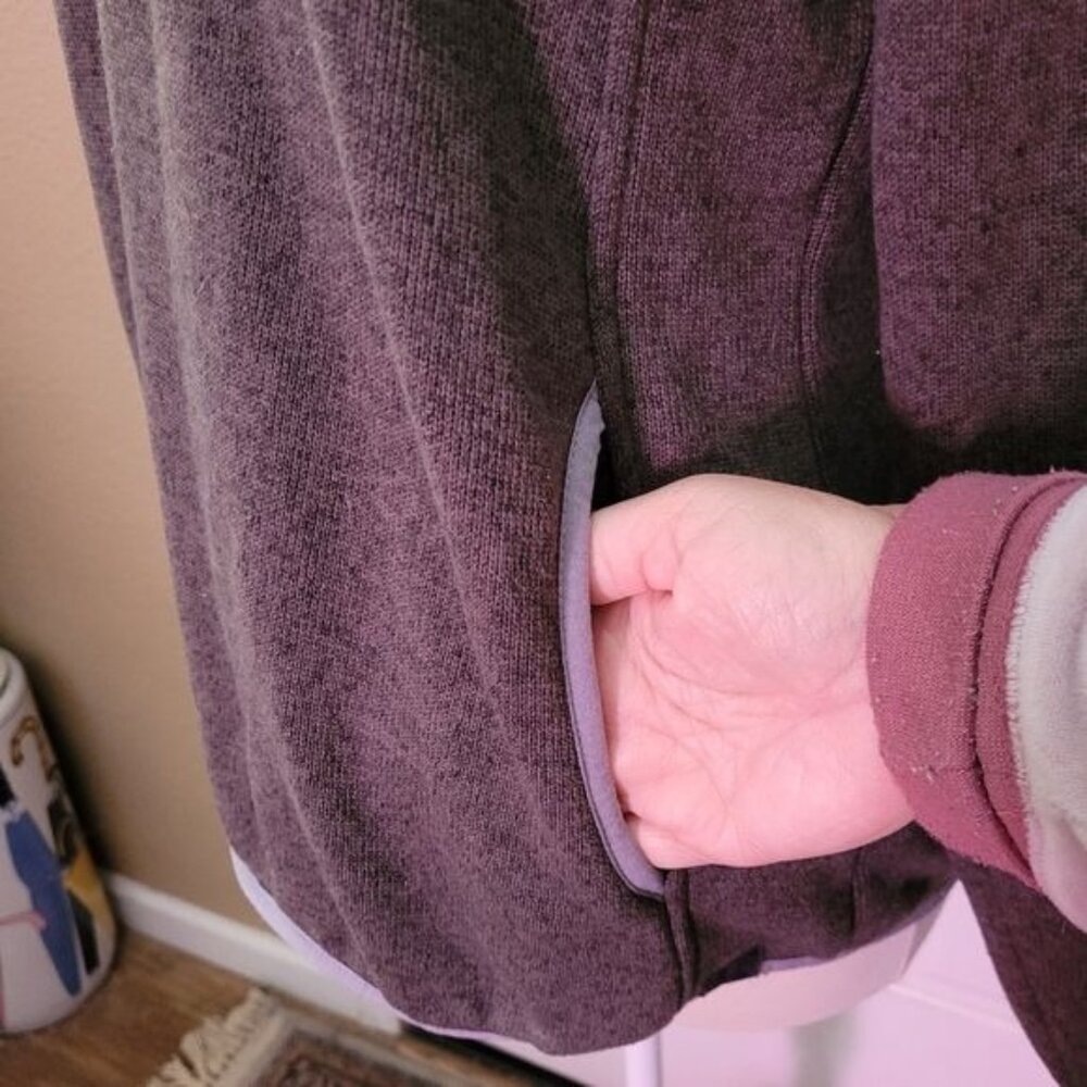LL bean Women's Snap Sweater Green Gray Grey Medium Pullover Fall Winter Hiking - Picture 7 of 8